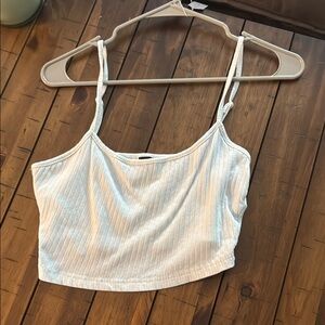 SHEIN Cream Ribbed Crop Camisole